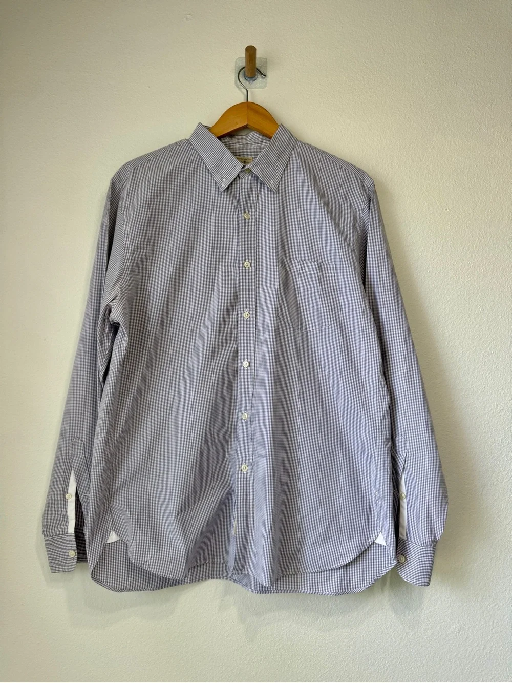 J.Crew Soft Lavender Micro Gingham Button-Down Shirt 2-Ply Cotton Size L